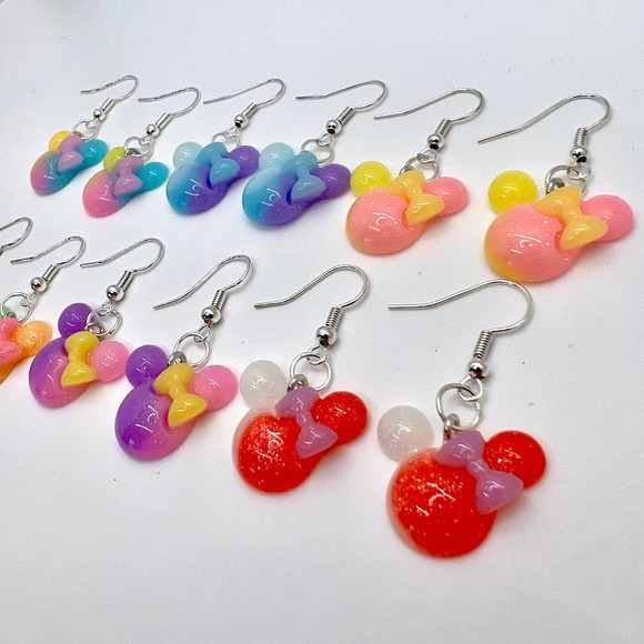 Tye Dye Earrings - Mickey Ear Earrings - Rainbow Earrings - Disney Earrings - Picture 4 of 11